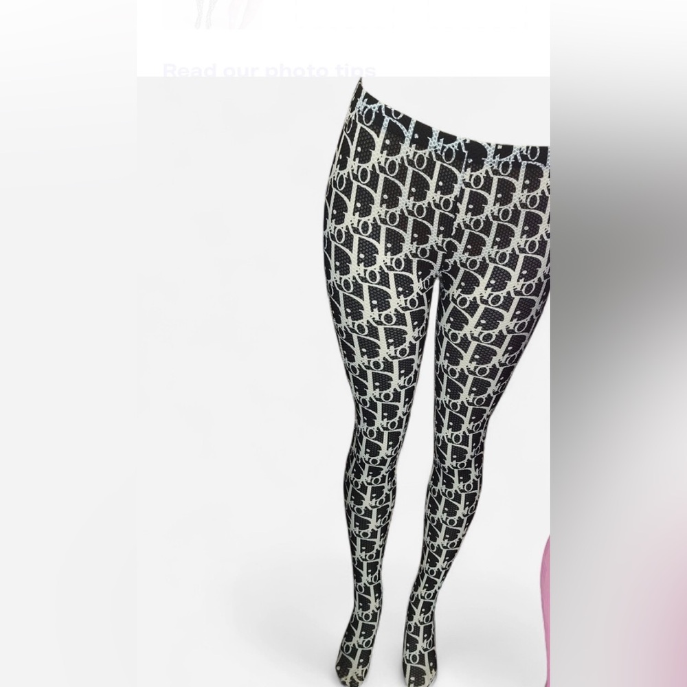 Dior Black and White Patterned Leggings